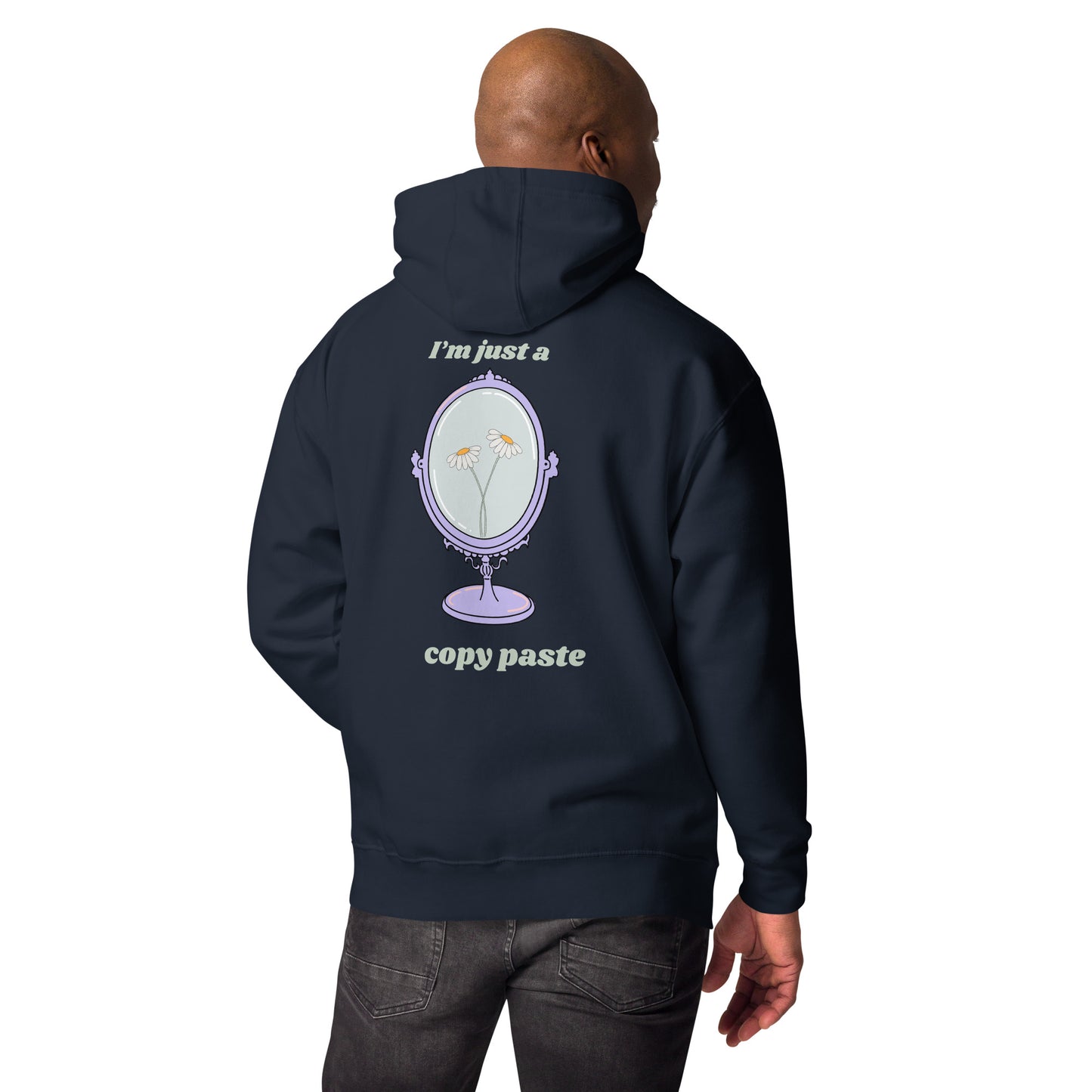 Premium Embroidery Copy Paste Hoodie She Is Jules Official Merch Spotify Apple Music Bay Area Outerwear Streetwear Blue Back Model