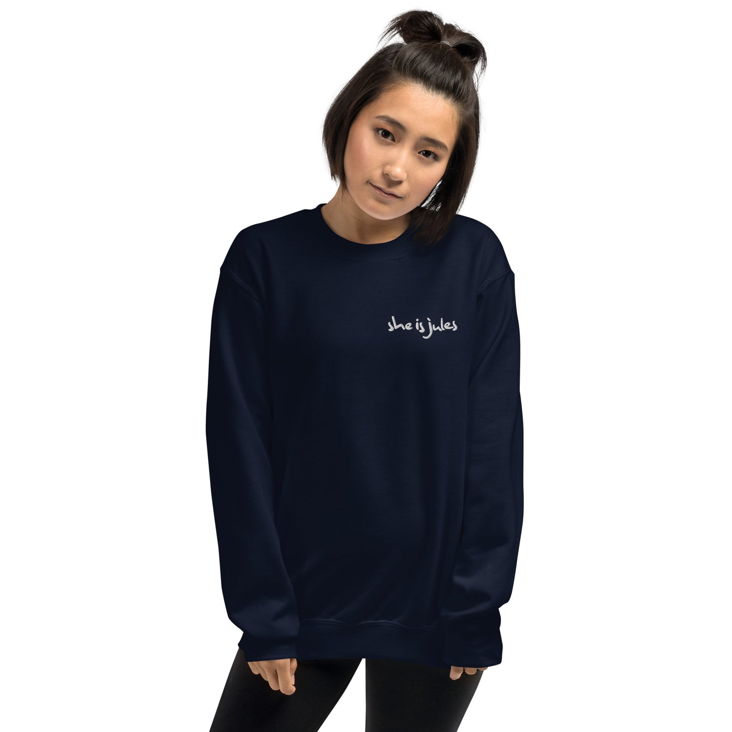 Unisex She Is Jules "Do Therapists?" Crew Neck - Embroidered Logo, Printed Back