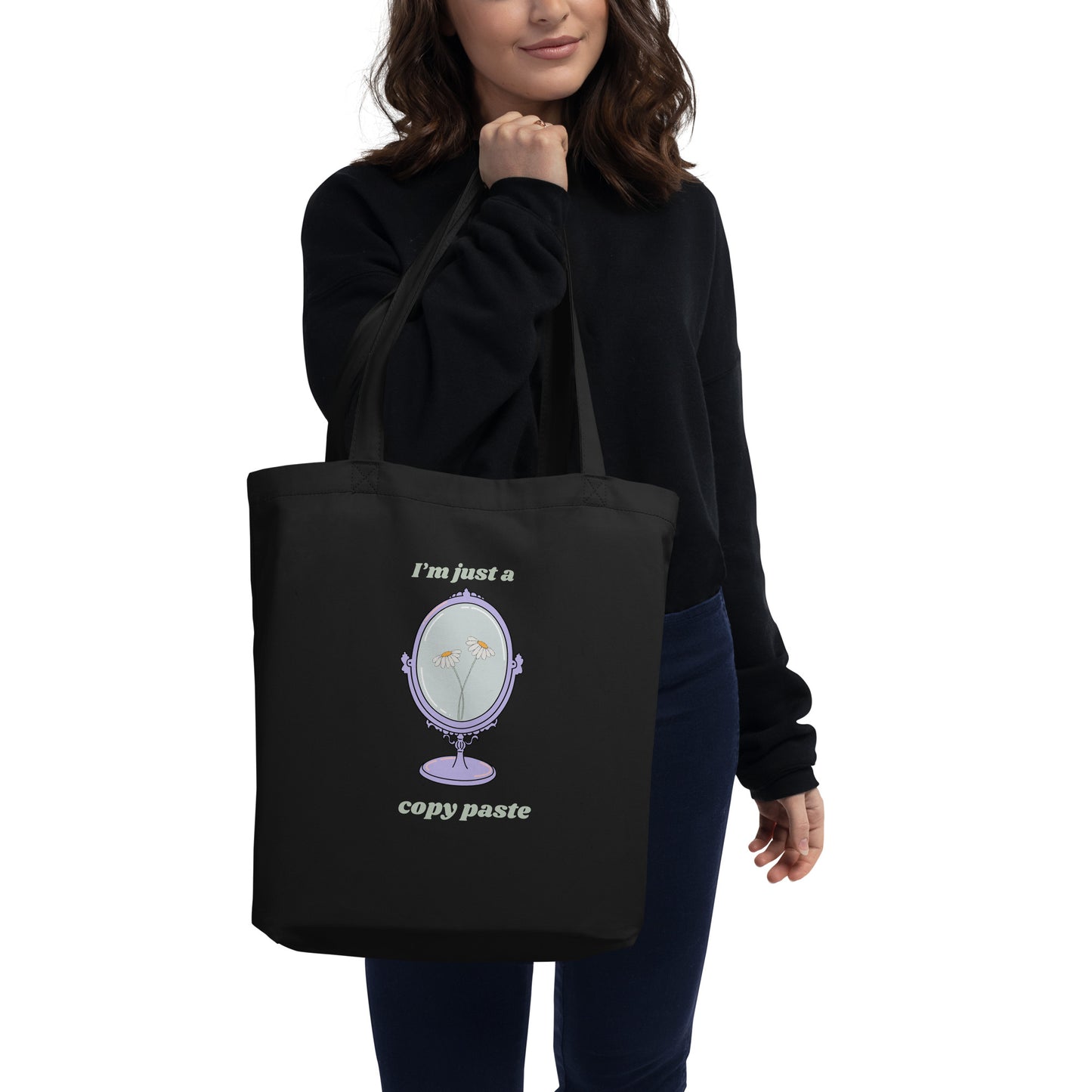 Copy Paste Tote Bag She Is Jules Official Music Merch Black Posed Front Spotify and Apple Music