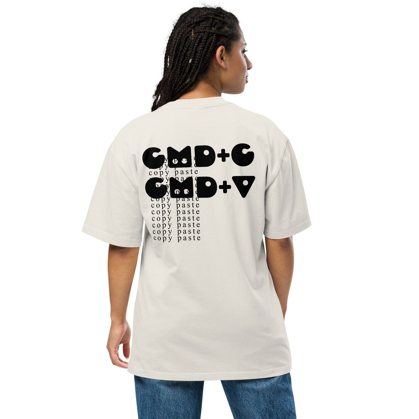 Oversized SIJ CMD Matrix Faded T-Shirt Dyed Cotton White Official She Is Jules Merch Apple Music Spotify Bay Area Music Streetwear Back Close