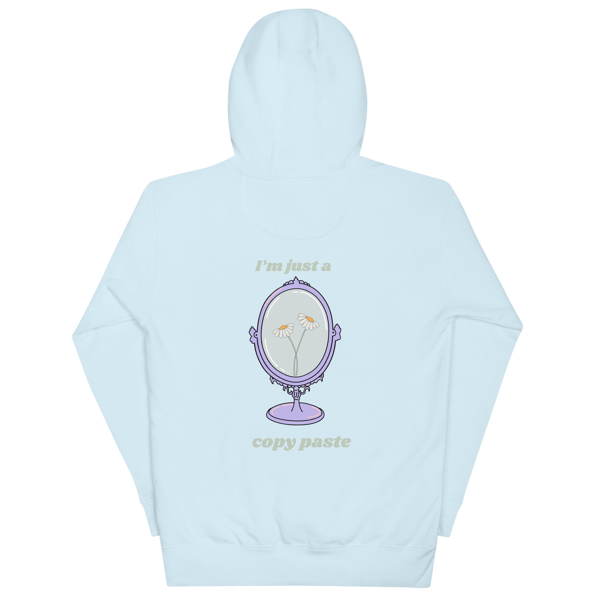 Printed SIJ Copy Paste Pastel Hoodies She Is Jules Official Music Merch on Spotify and Apple Music Bay Area Streetwear Baby Blue Back